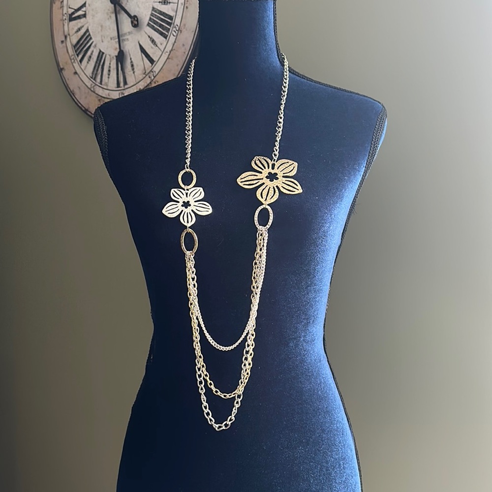Gold and silver metal statement necklace